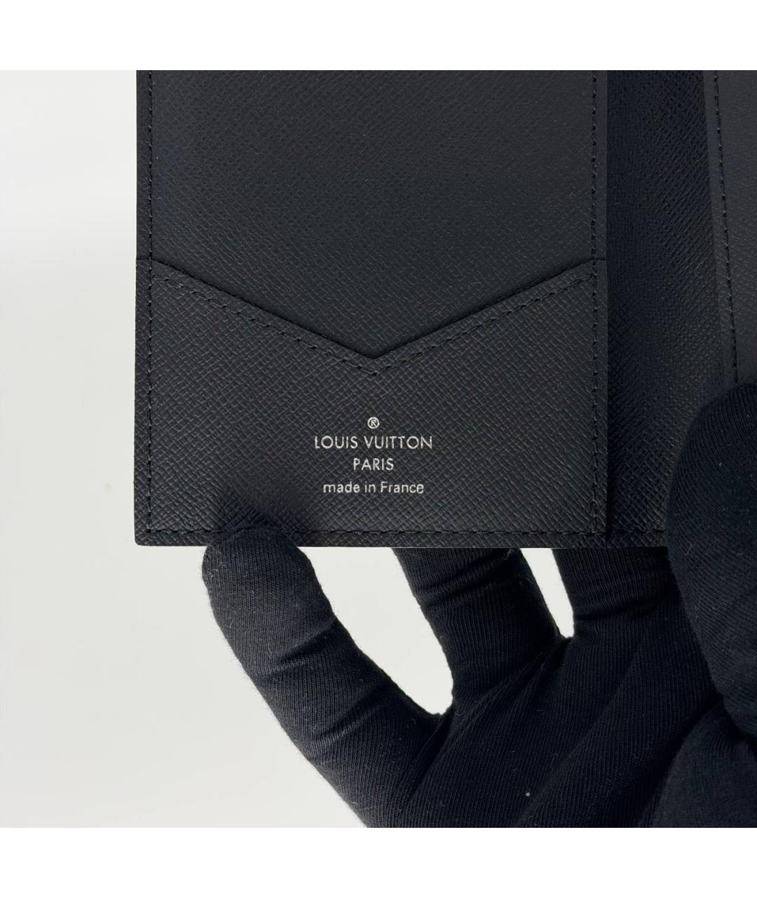 LOUIS VUITTON Антрацитовый кожаный кошелек, фото 5