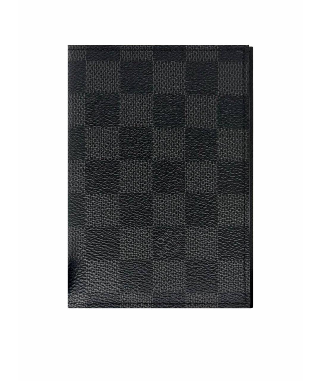 LOUIS VUITTON Антрацитовый кожаный кошелек, фото 1