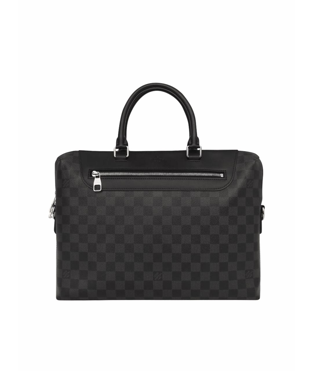LOUIS VUITTON Черный кожаный портфель, фото 1