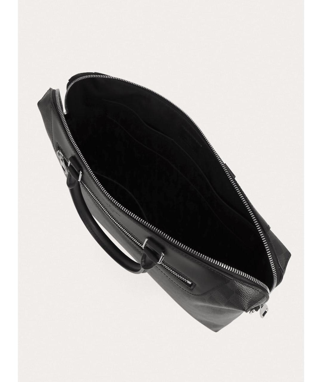 LOUIS VUITTON Черный кожаный портфель, фото 4