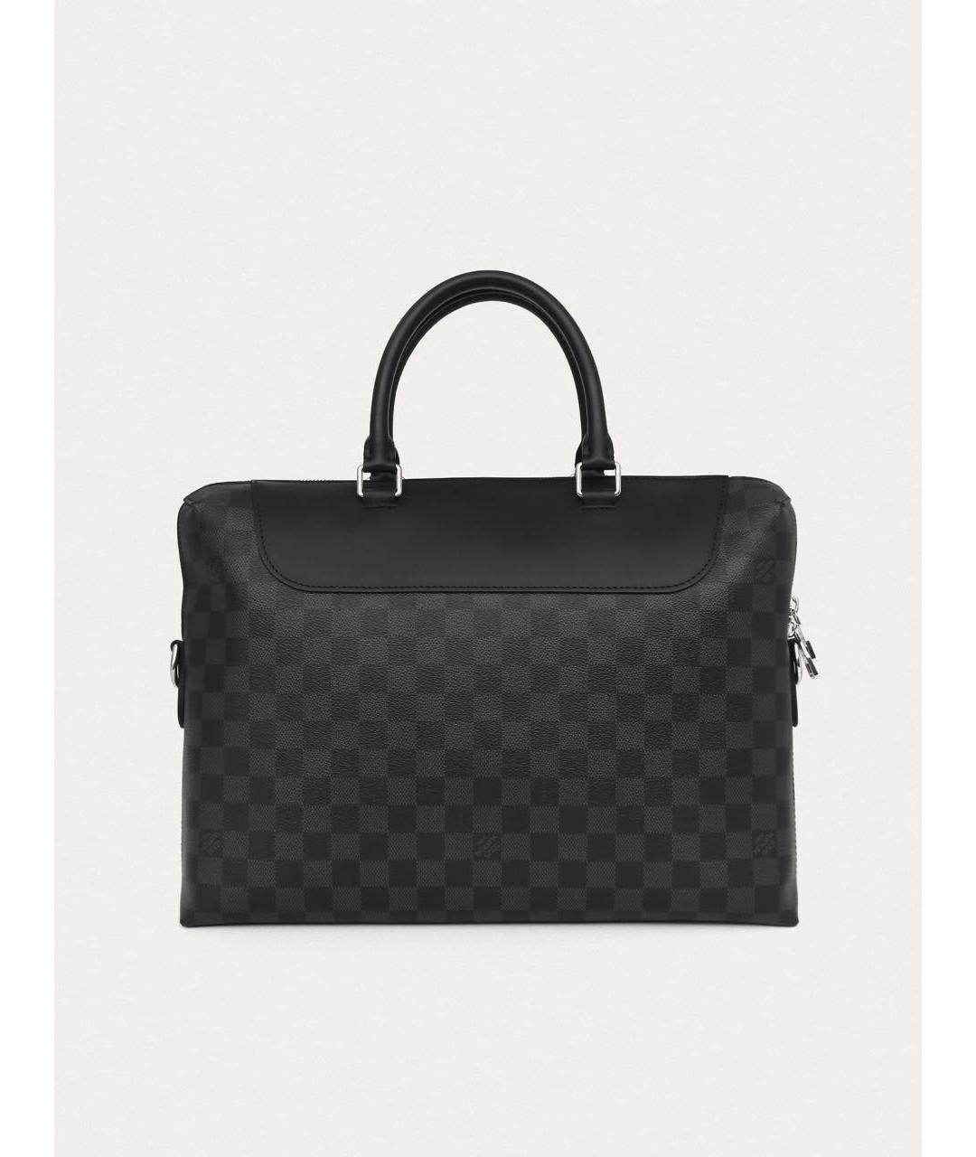 LOUIS VUITTON Черный кожаный портфель, фото 3
