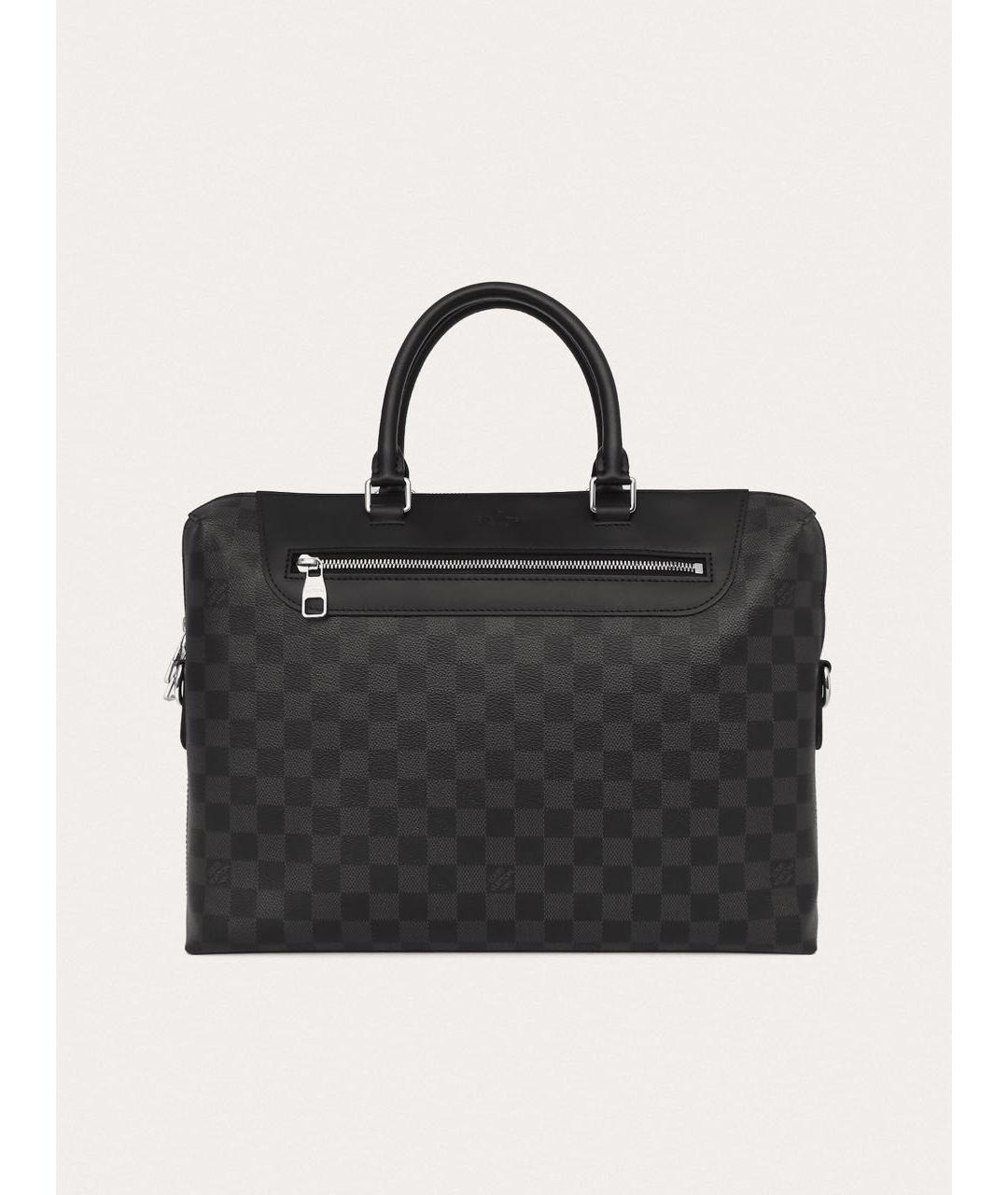 LOUIS VUITTON Черный кожаный портфель, фото 8