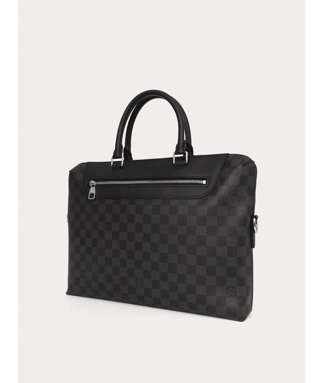 LOUIS VUITTON Черный кожаный портфель, фото 2