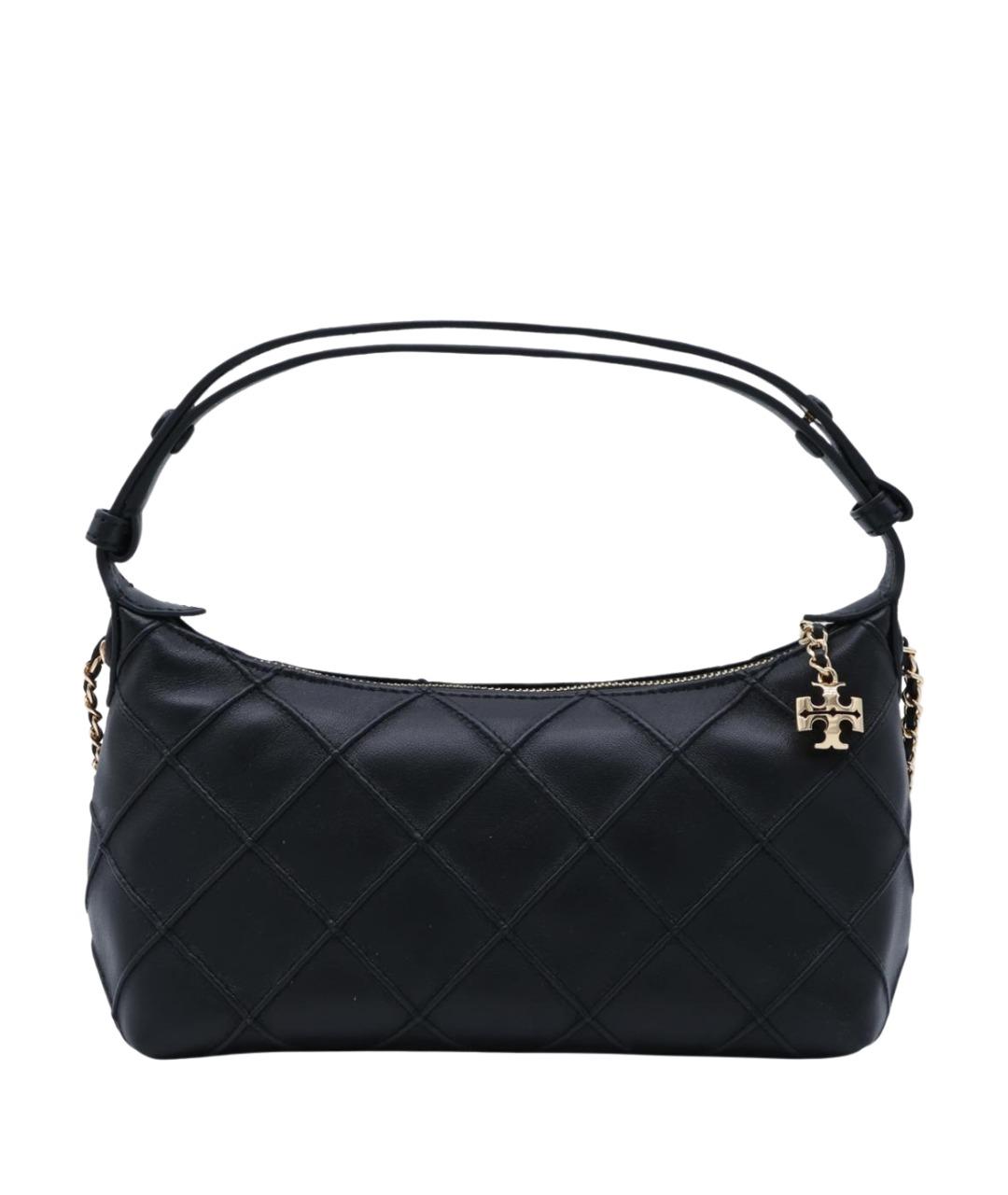 TORY BURCH Черная кожаная сумка с короткими ручками, фото 1