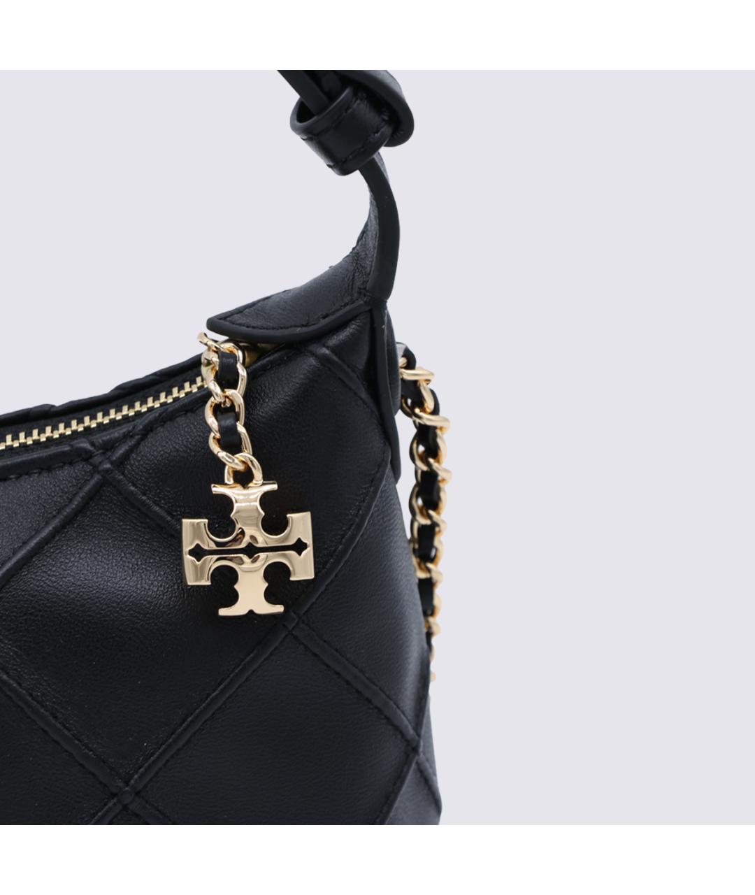 TORY BURCH Черная кожаная сумка с короткими ручками, фото 3