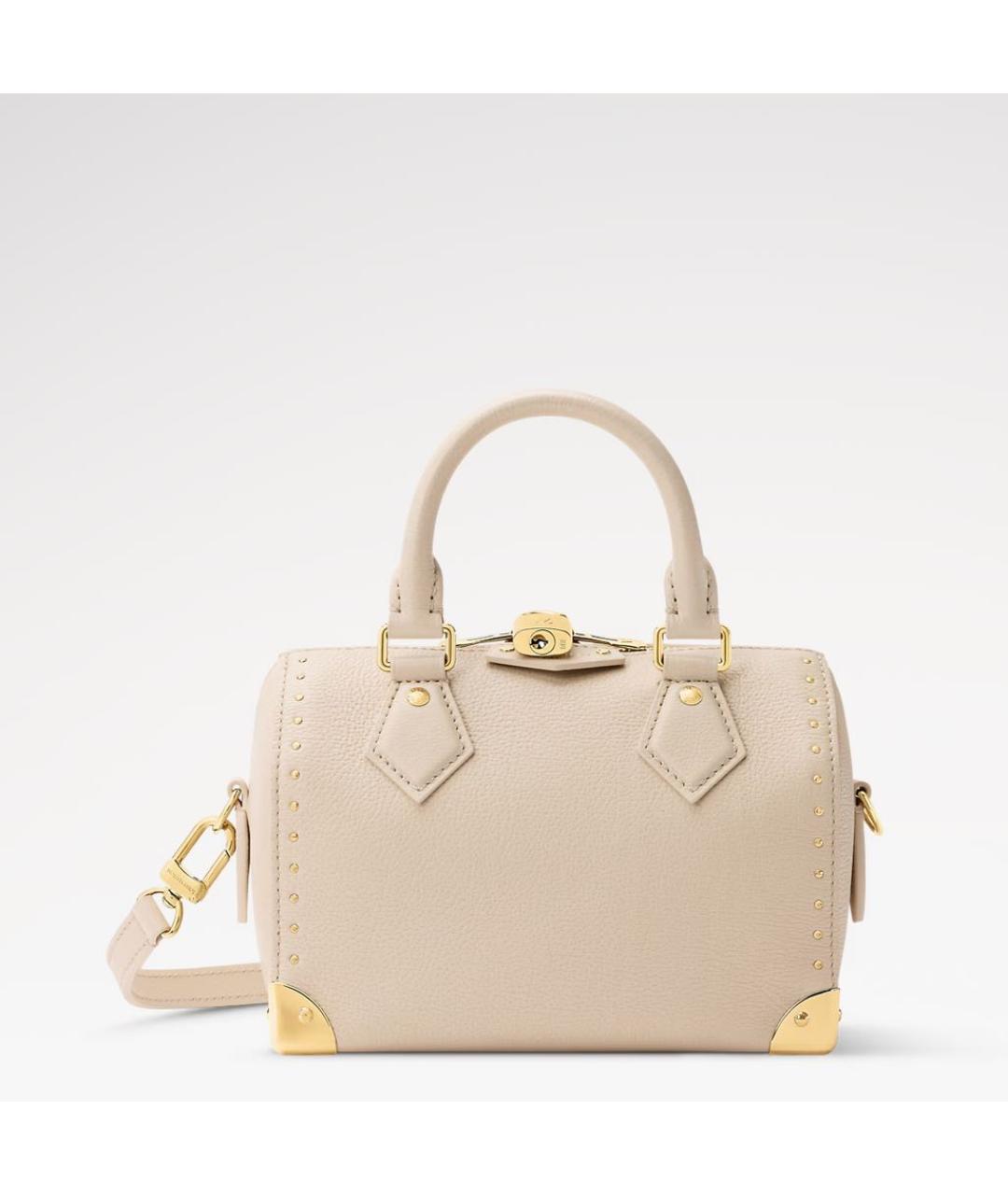 LOUIS VUITTON Бежевая кожаная сумка тоут, фото 4