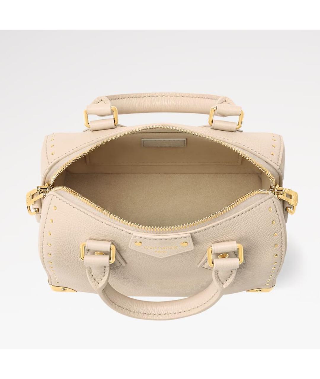 LOUIS VUITTON Бежевая кожаная сумка тоут, фото 3