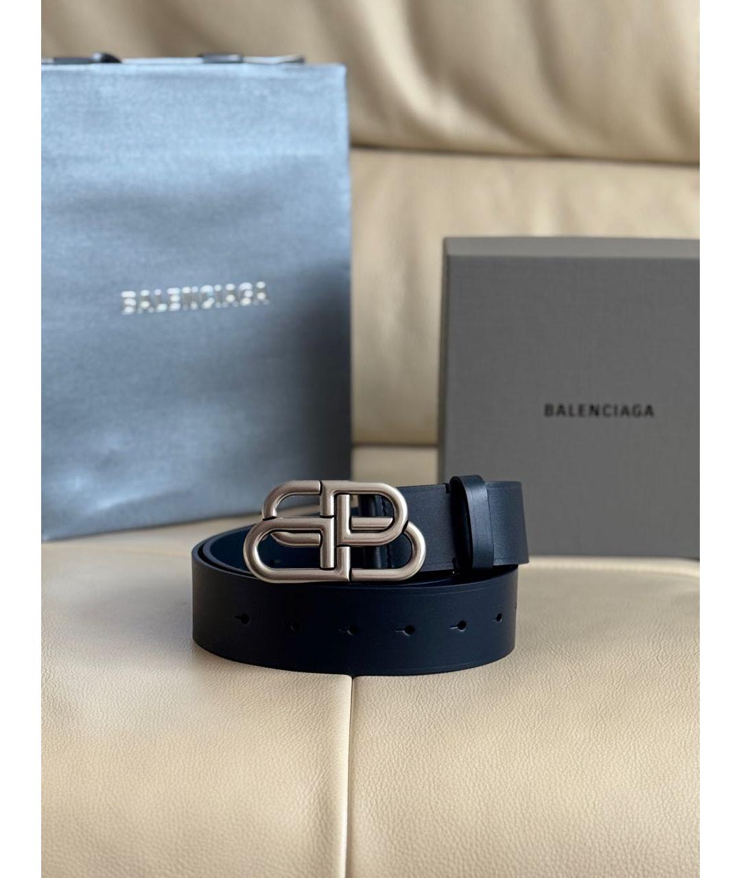 BALENCIAGA Темно-синий кожаный ремень, фото 2