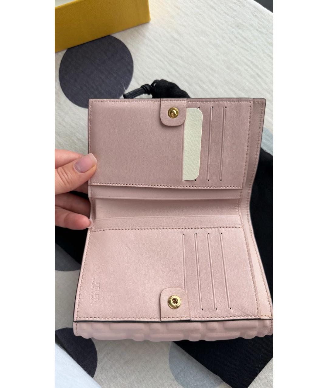 FENDI Розовый кожаный кошелек, фото 4