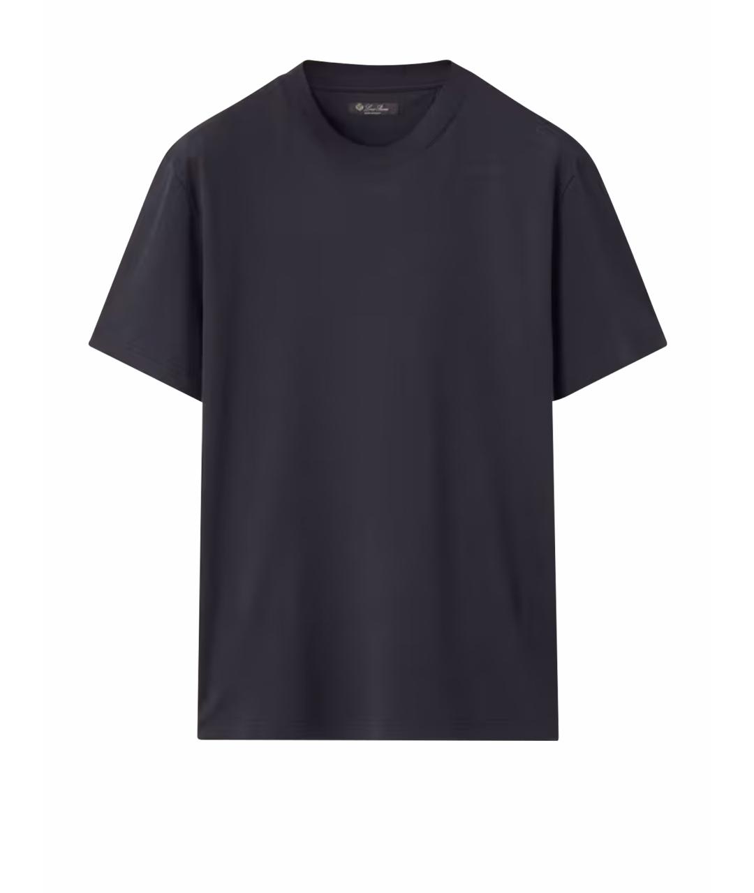 LORO PIANA Темно-синяя хлопковая футболка, фото 1