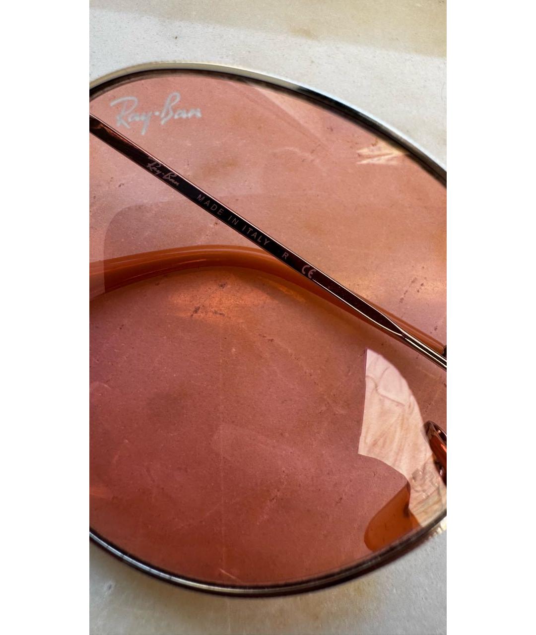 RAY BAN Розовые металлические солнцезащитные очки, фото 3