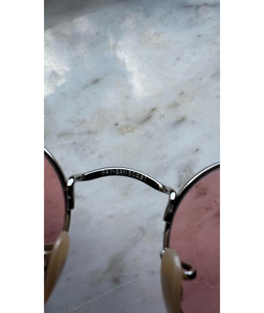 RAY BAN Розовые металлические солнцезащитные очки, фото 6