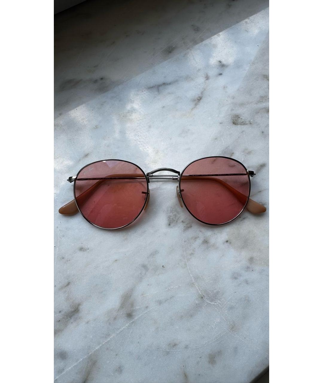 RAY BAN Розовые металлические солнцезащитные очки, фото 6