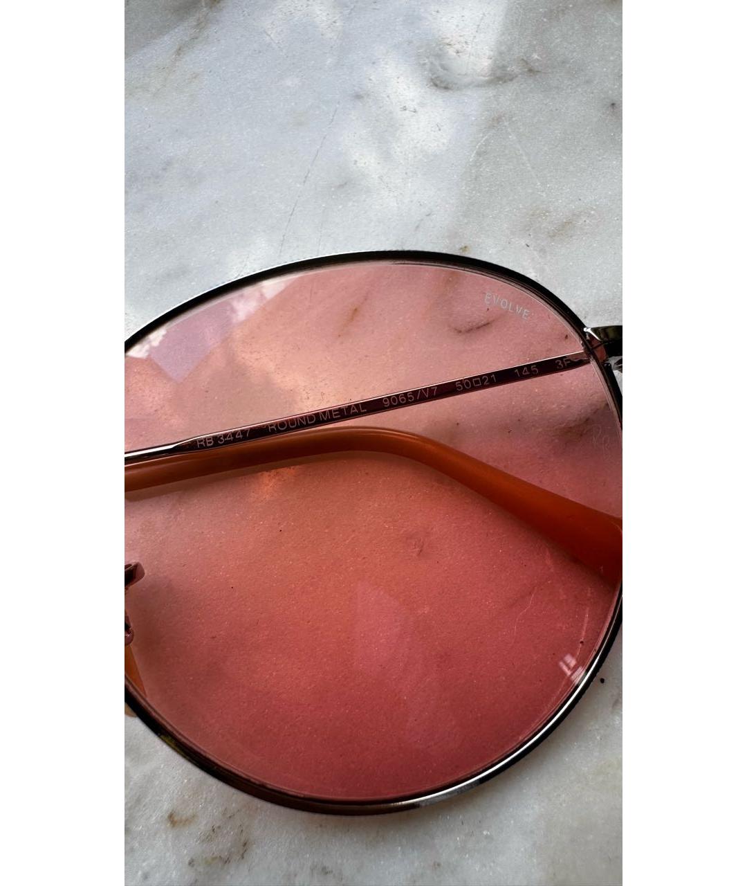 RAY BAN Розовые металлические солнцезащитные очки, фото 2