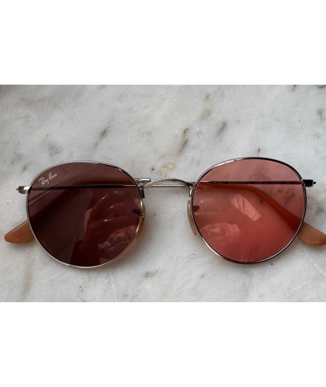 RAY BAN Розовые металлические солнцезащитные очки, фото 5