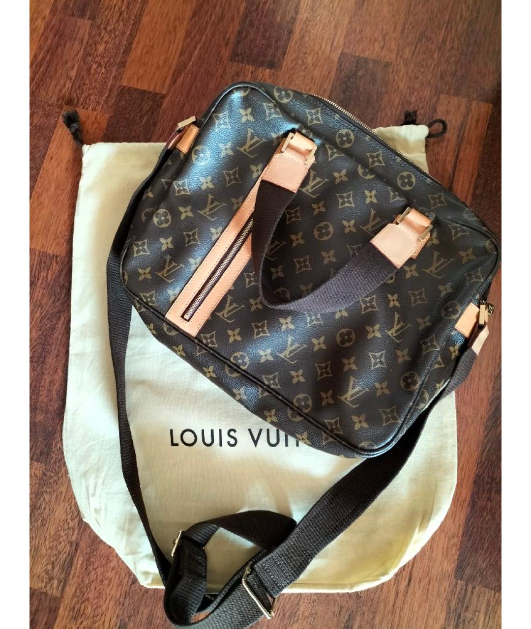 LOUIS VUITTON Коричневая кожаная сумка через плечо, фото 7