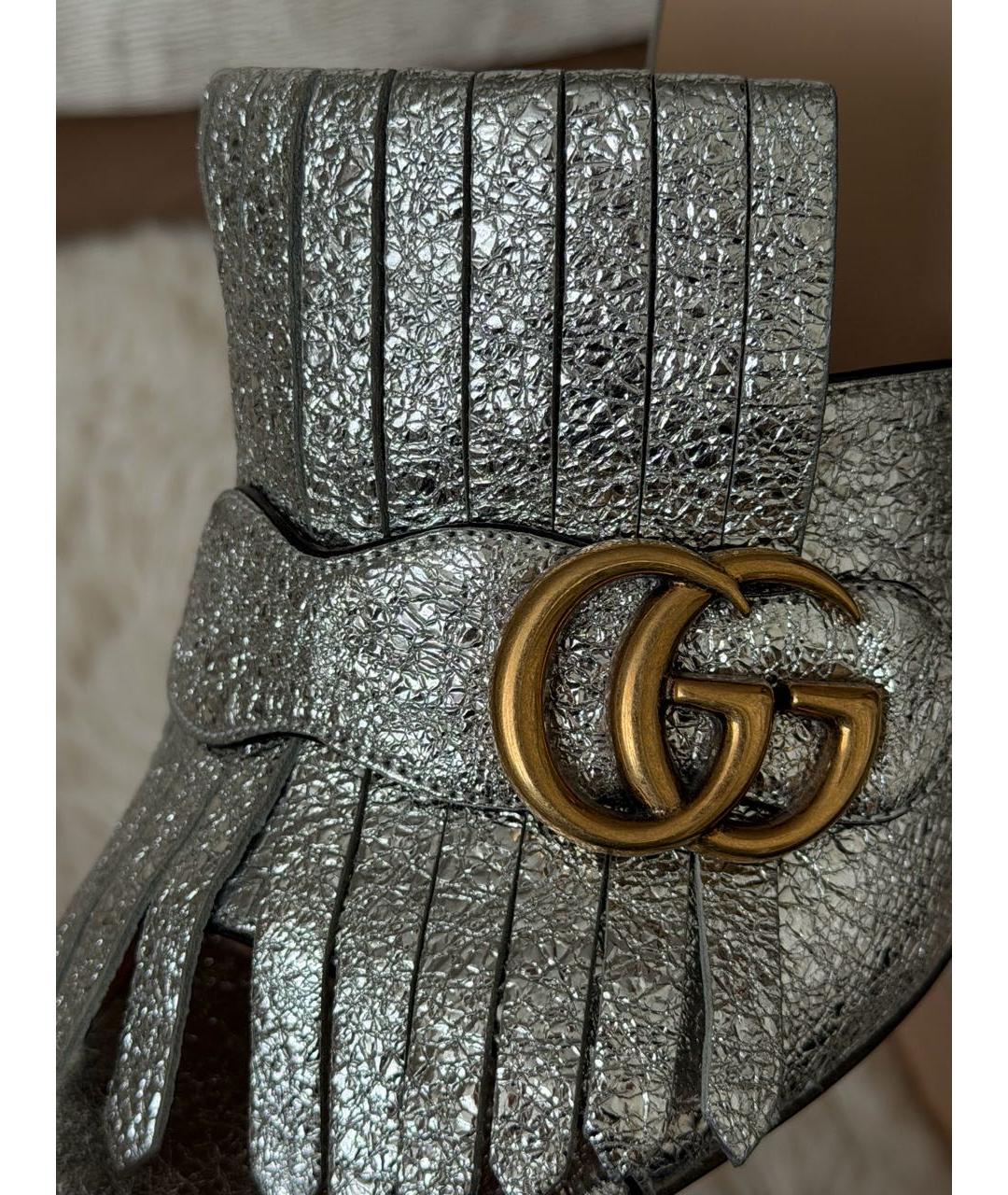GUCCI Серебряные кожаные сабо, фото 6