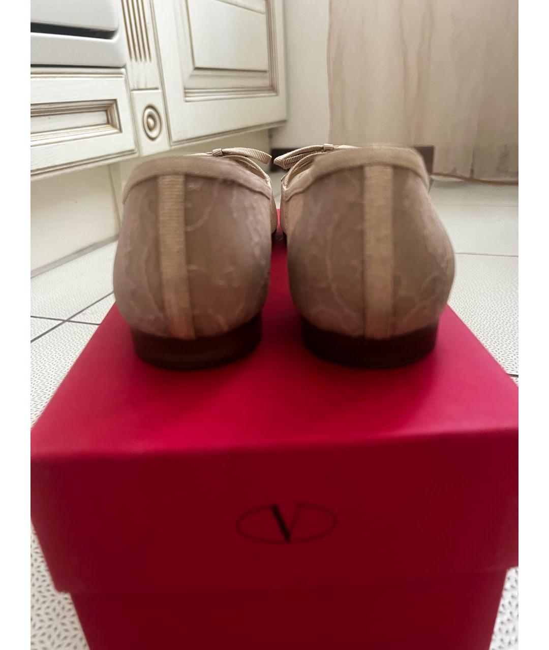 VALENTINO Бежевые текстильные балетки, фото 5