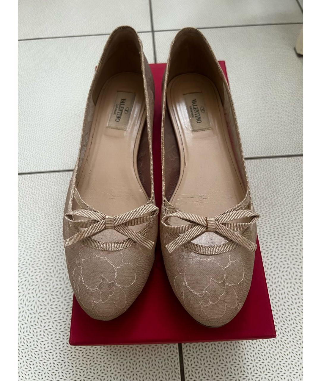 VALENTINO Бежевые текстильные балетки, фото 3