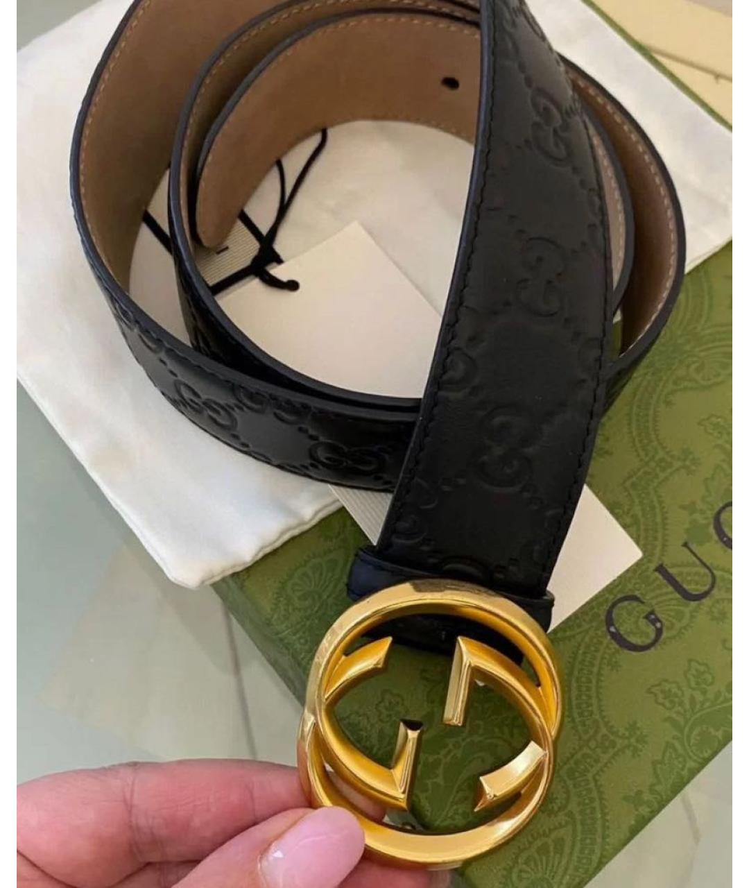 GUCCI Черный кожаный ремень, фото 3