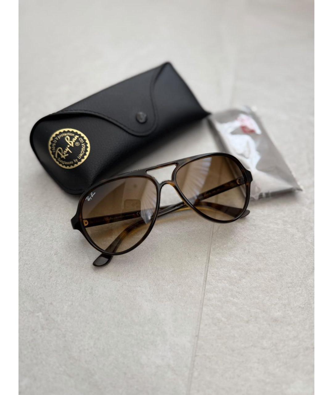 RAY BAN Коричневые пластиковые солнцезащитные очки, фото 7