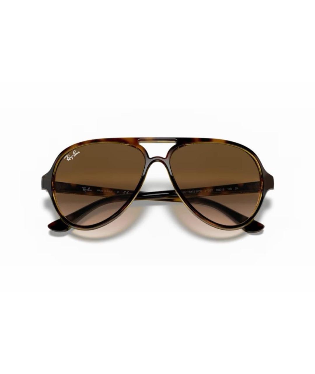 RAY BAN Коричневые пластиковые солнцезащитные очки, фото 5
