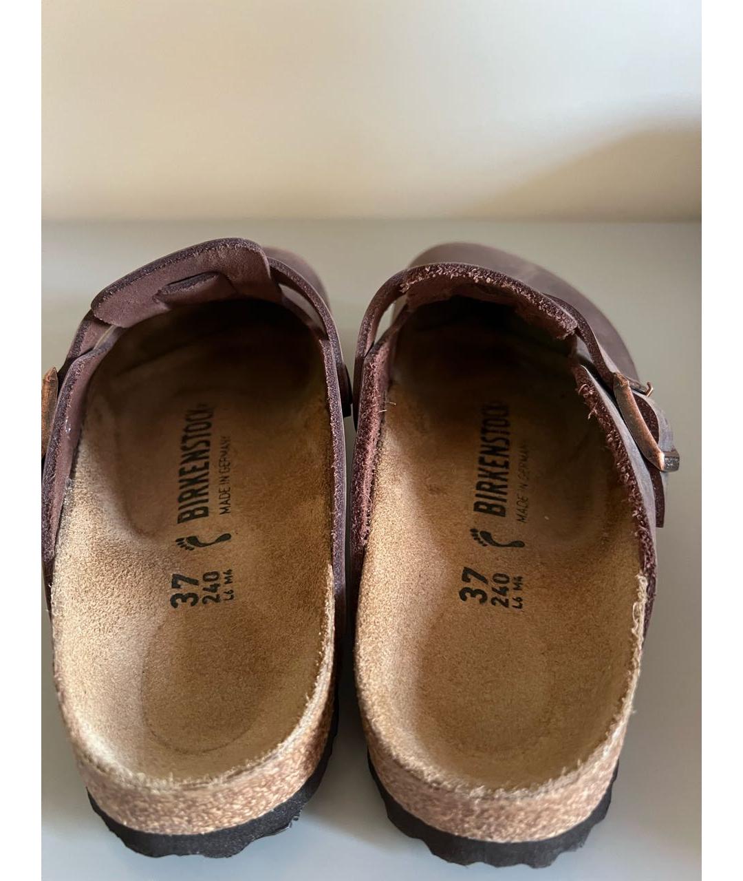 BIRKENSTOCK Коричневые кожаные сабо, фото 3