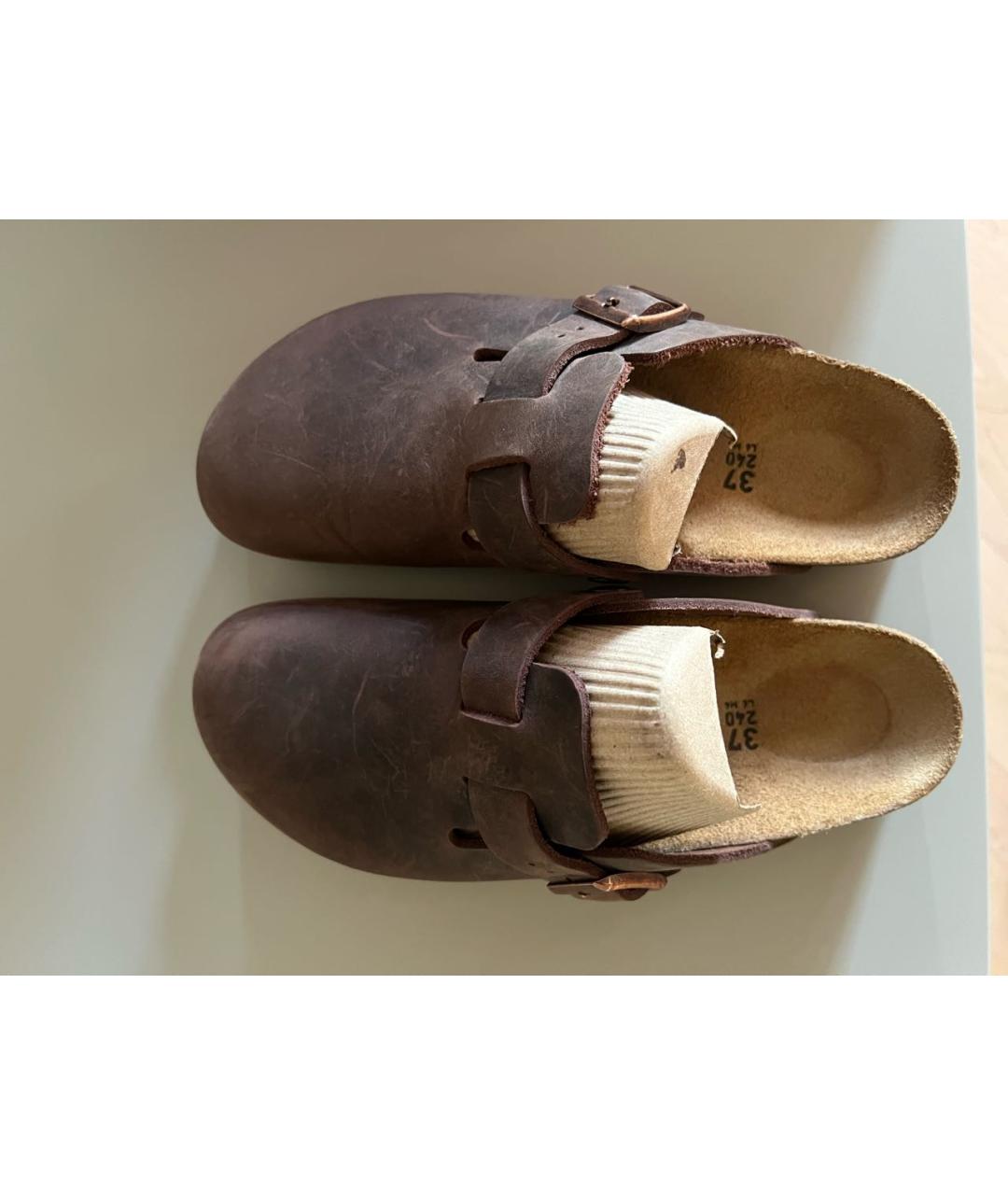 BIRKENSTOCK Коричневые кожаные сабо, фото 5