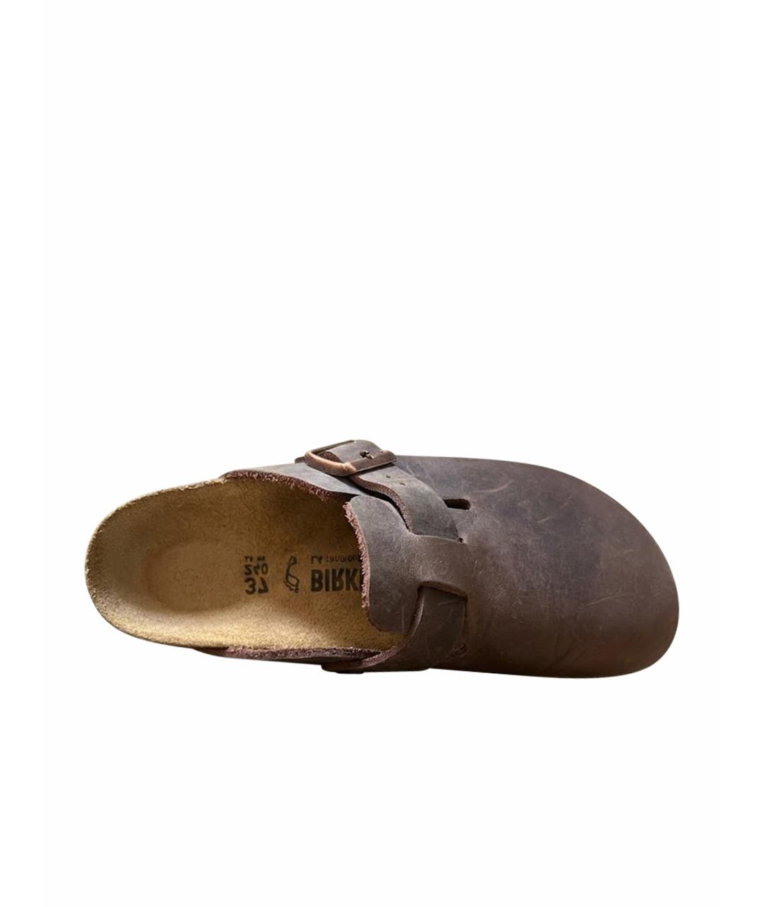 BIRKENSTOCK Коричневые кожаные сабо, фото 1