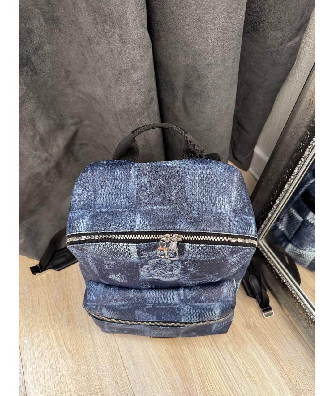 LOUIS VUITTON Синий кожаный рюкзак, фото 4