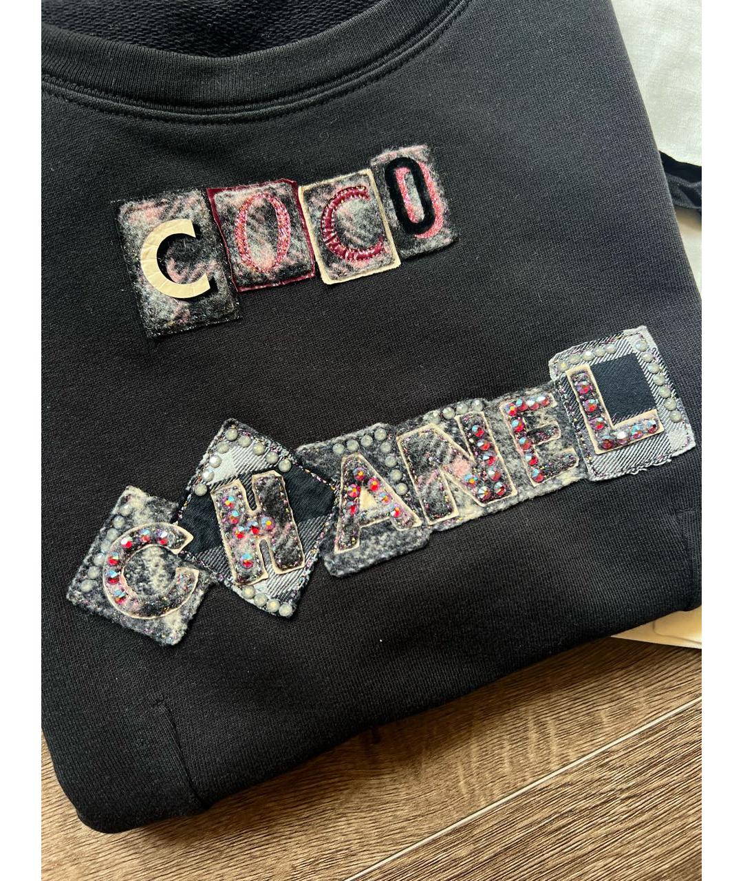 CHANEL Черная хлопковая футболка, фото 2