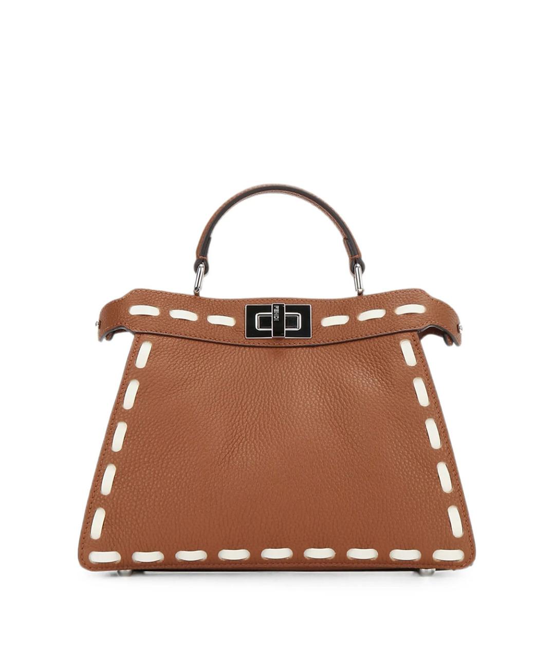 FENDI Коричневая кожаная сумка тоут, фото 1