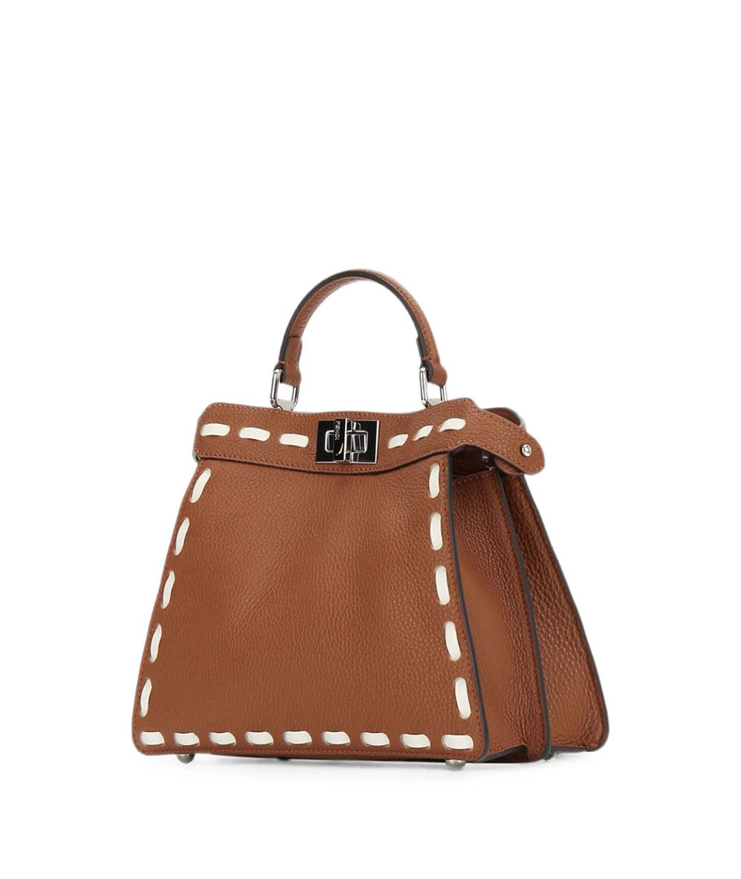 FENDI Коричневая кожаная сумка тоут, фото 2