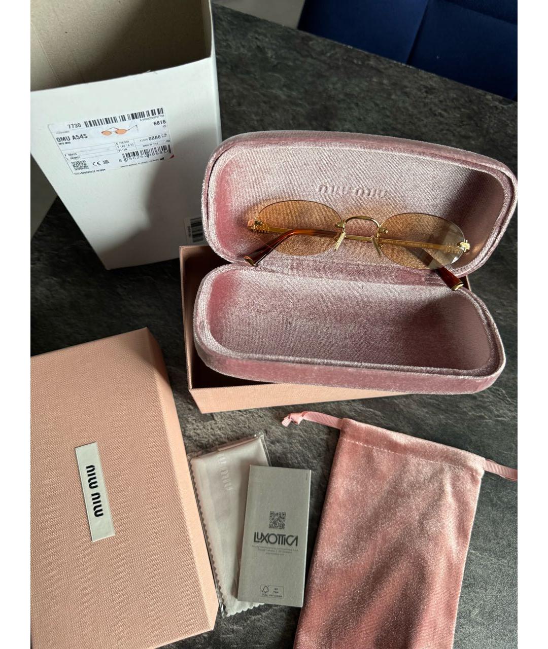 MIU MIU Оранжевые металлические солнцезащитные очки, фото 4