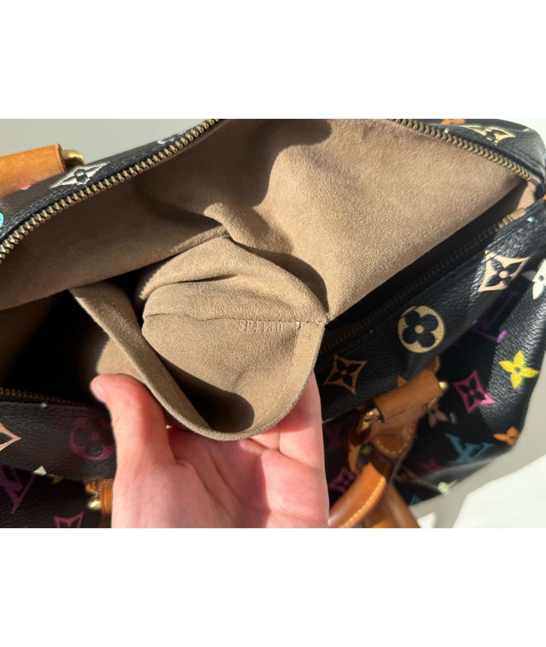 LOUIS VUITTON Черная кожаная сумка с короткими ручками, фото 5