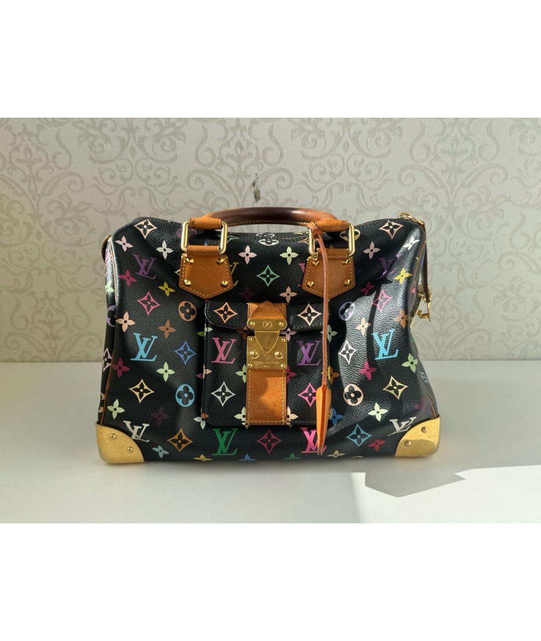 LOUIS VUITTON Черная кожаная сумка с короткими ручками, фото 8