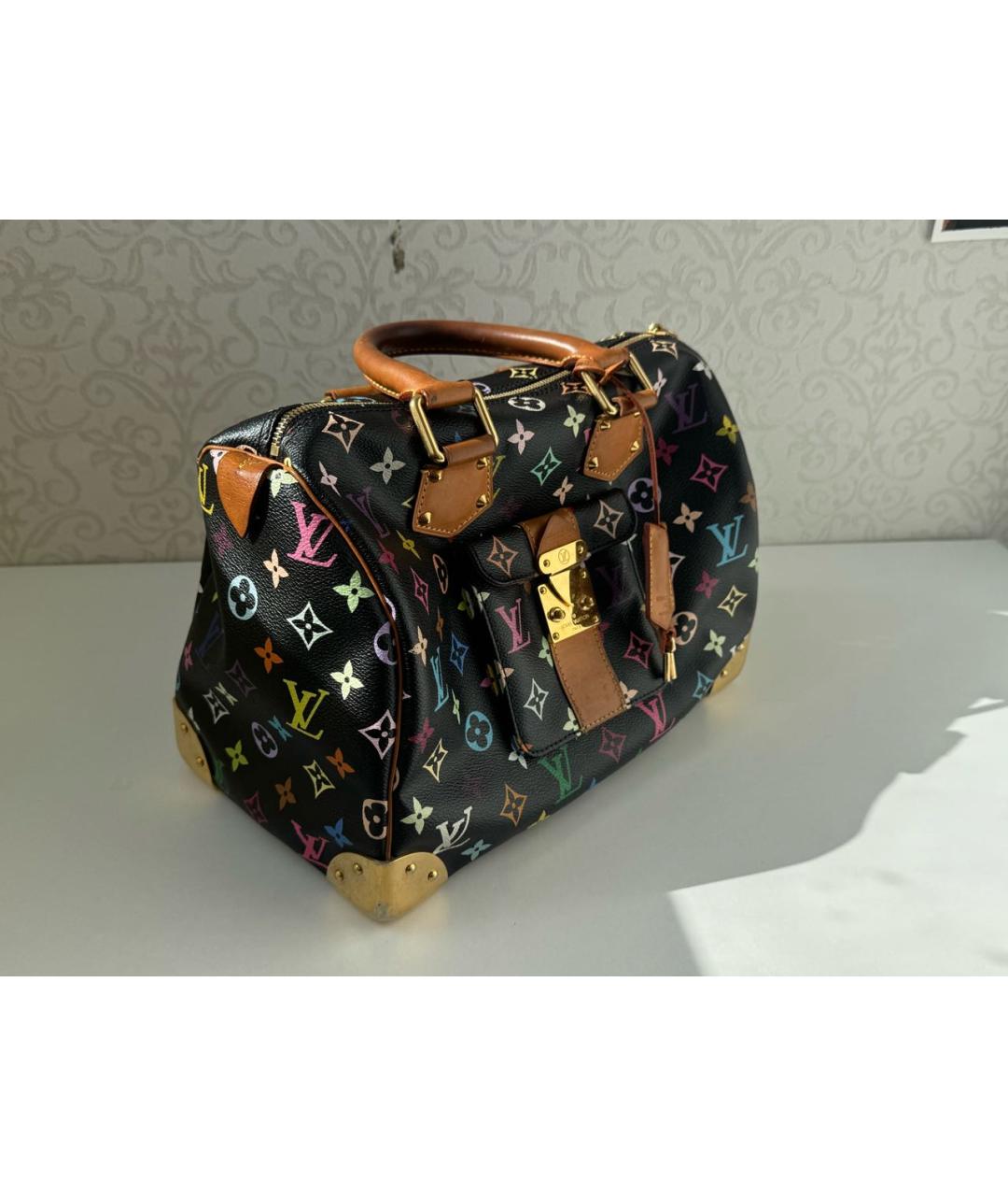 LOUIS VUITTON Черная кожаная сумка с короткими ручками, фото 2