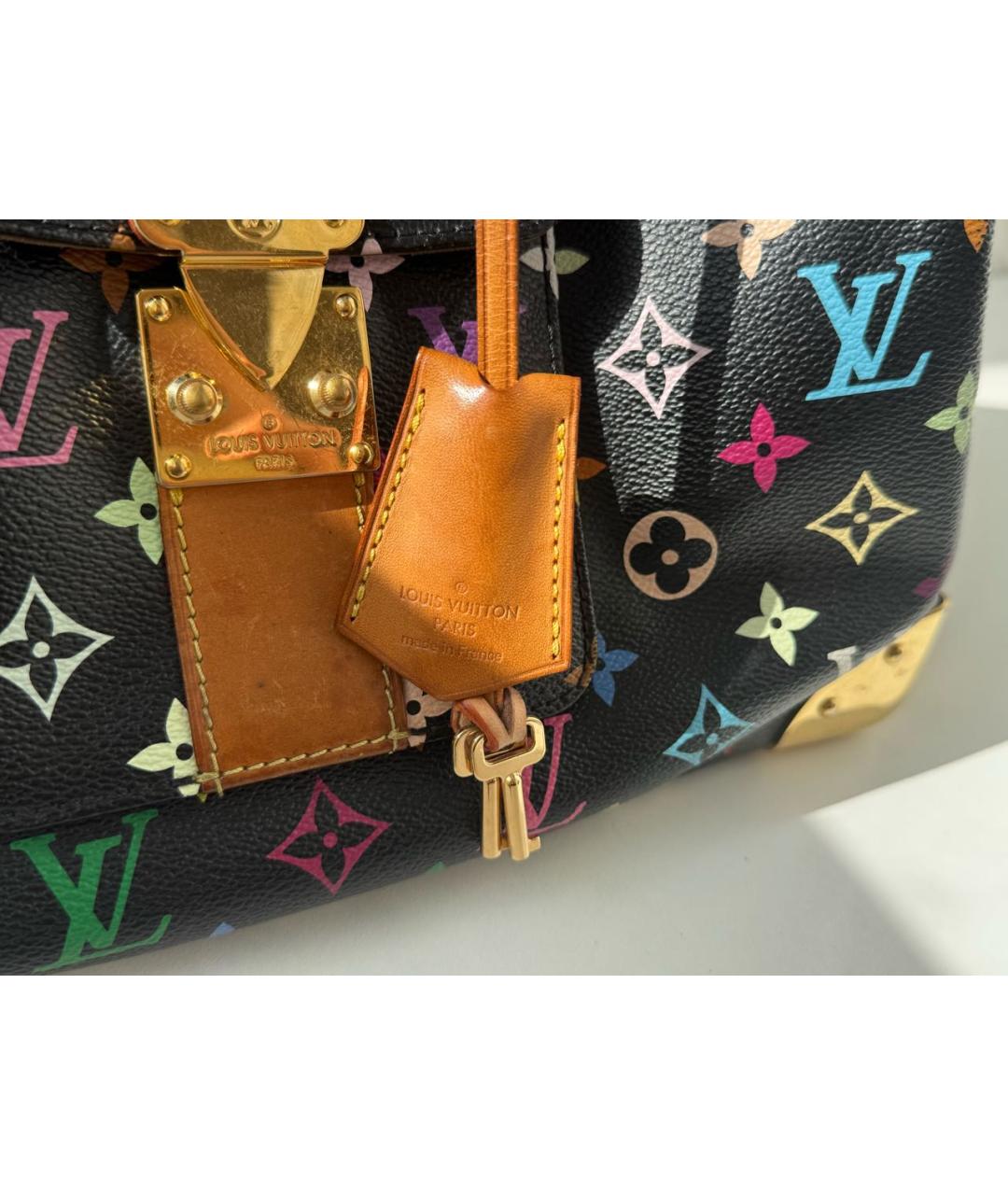 LOUIS VUITTON Черная кожаная сумка с короткими ручками, фото 7