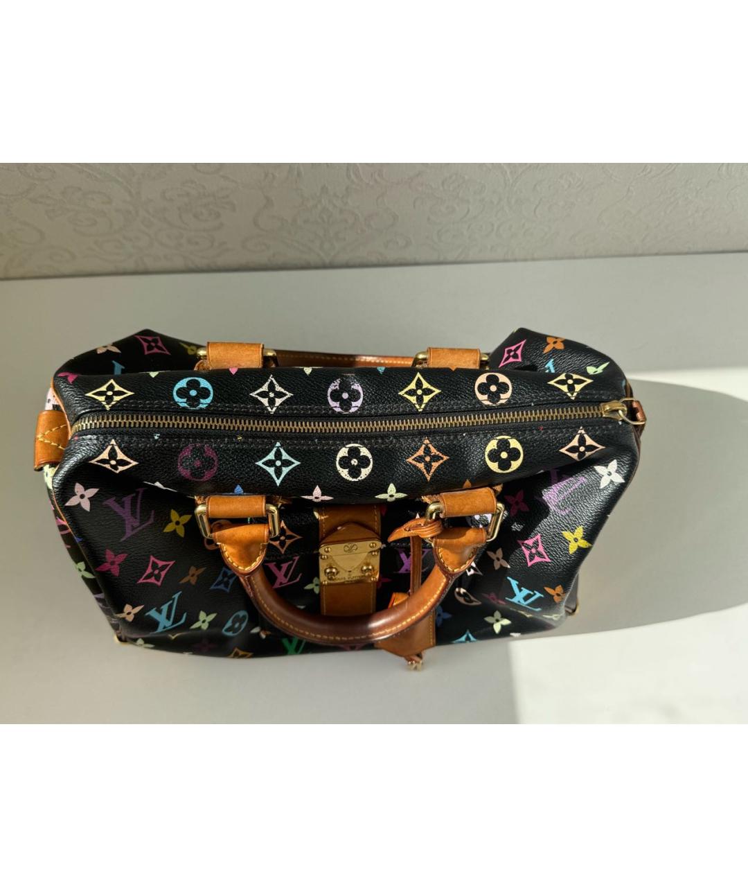 LOUIS VUITTON Черная кожаная сумка с короткими ручками, фото 4
