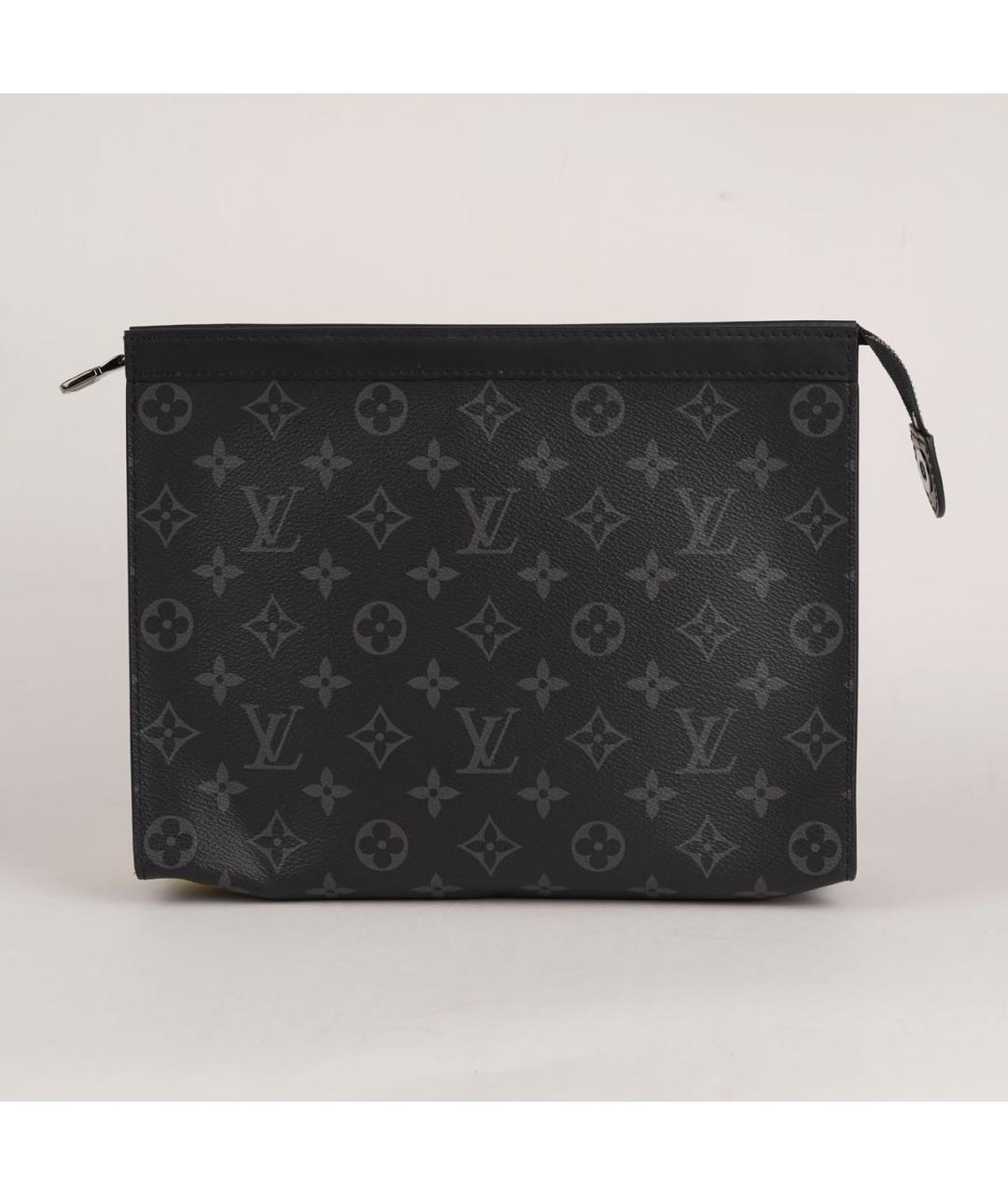 LOUIS VUITTON Черная кожаная барсетка, фото 7