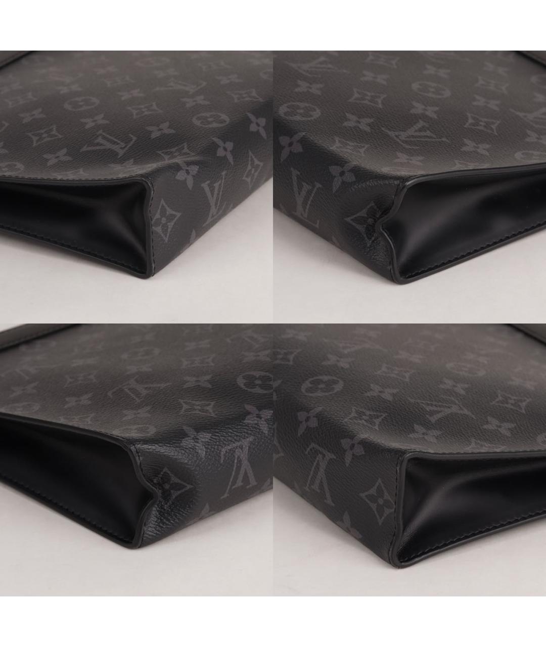 LOUIS VUITTON Черная кожаная барсетка, фото 6