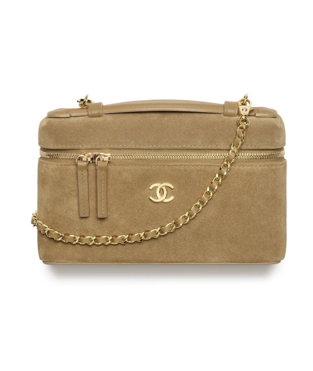 CHANEL Бежевая замшевая сумка через плечо, фото 1