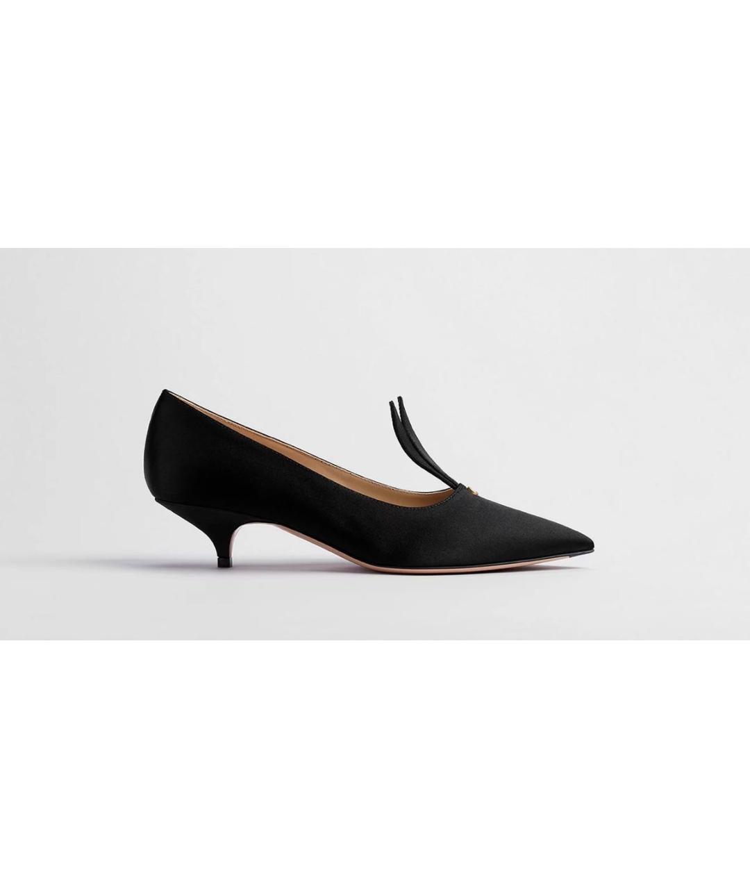 CHRISTIAN DIOR Черные текстильные лодочки на низком каблуке, фото 9