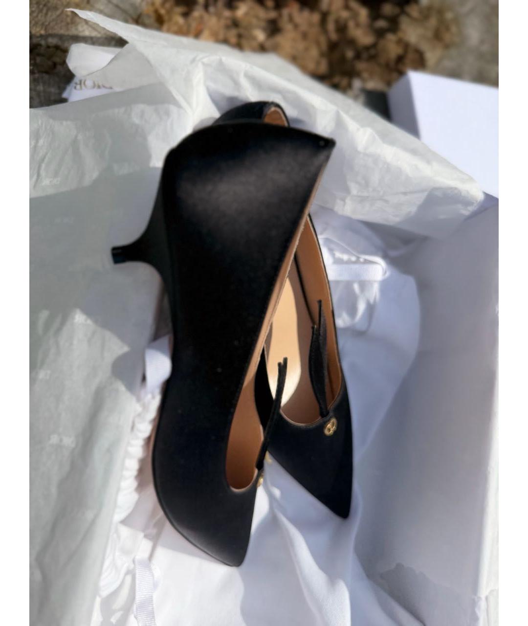 CHRISTIAN DIOR Черные текстильные лодочки на низком каблуке, фото 5