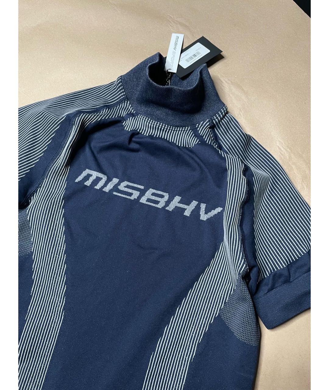 MISBHV Темно-синяя хлопко-эластановая футболка, фото 2
