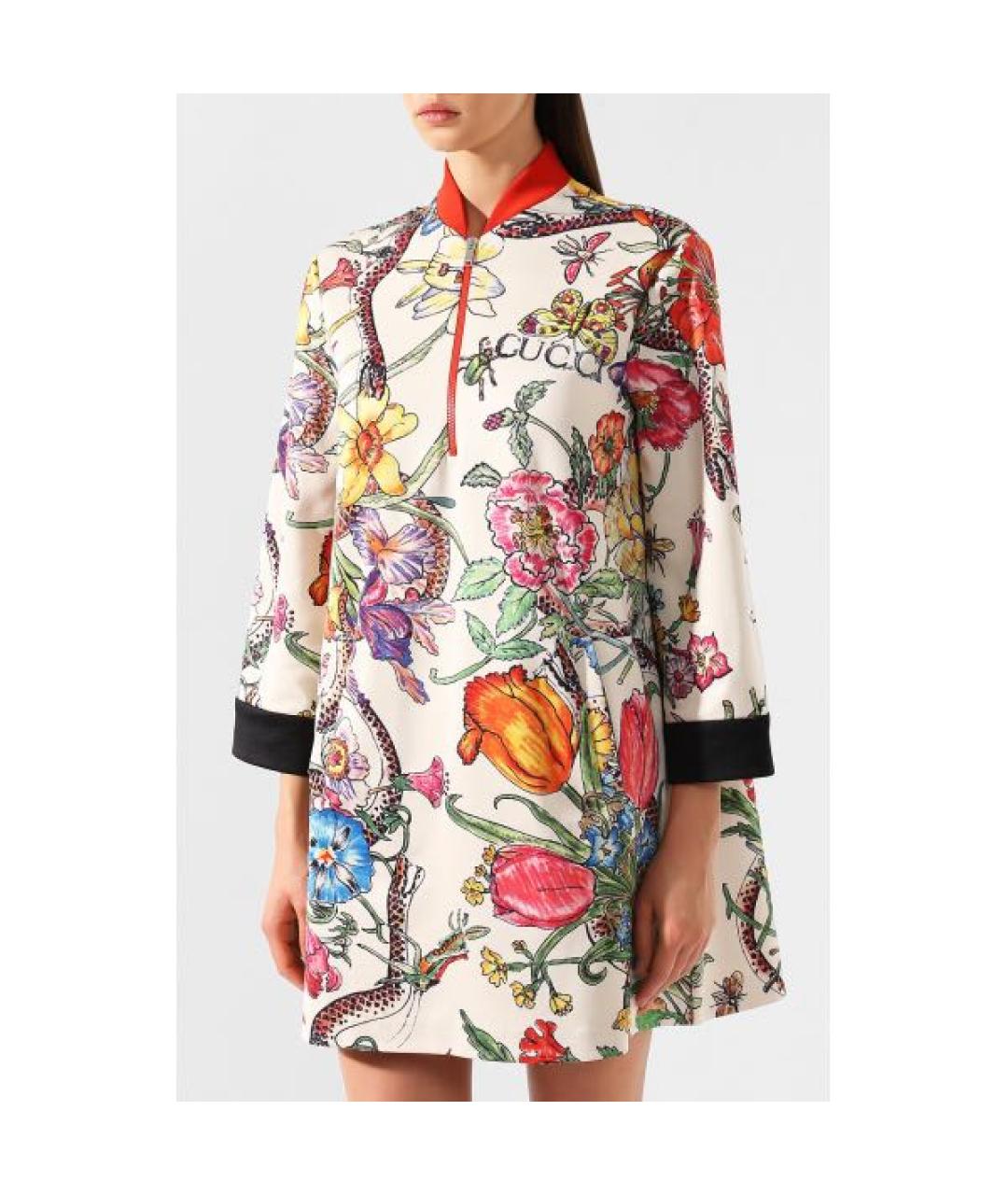 GUCCI Мульти хлопко-эластановое повседневное платье, фото 7