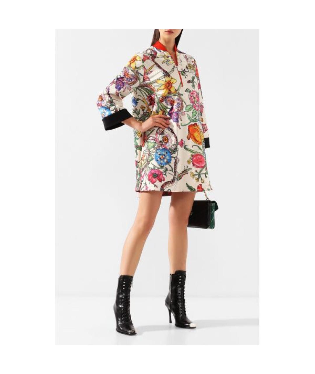 GUCCI Мульти хлопко-эластановое повседневное платье, фото 8
