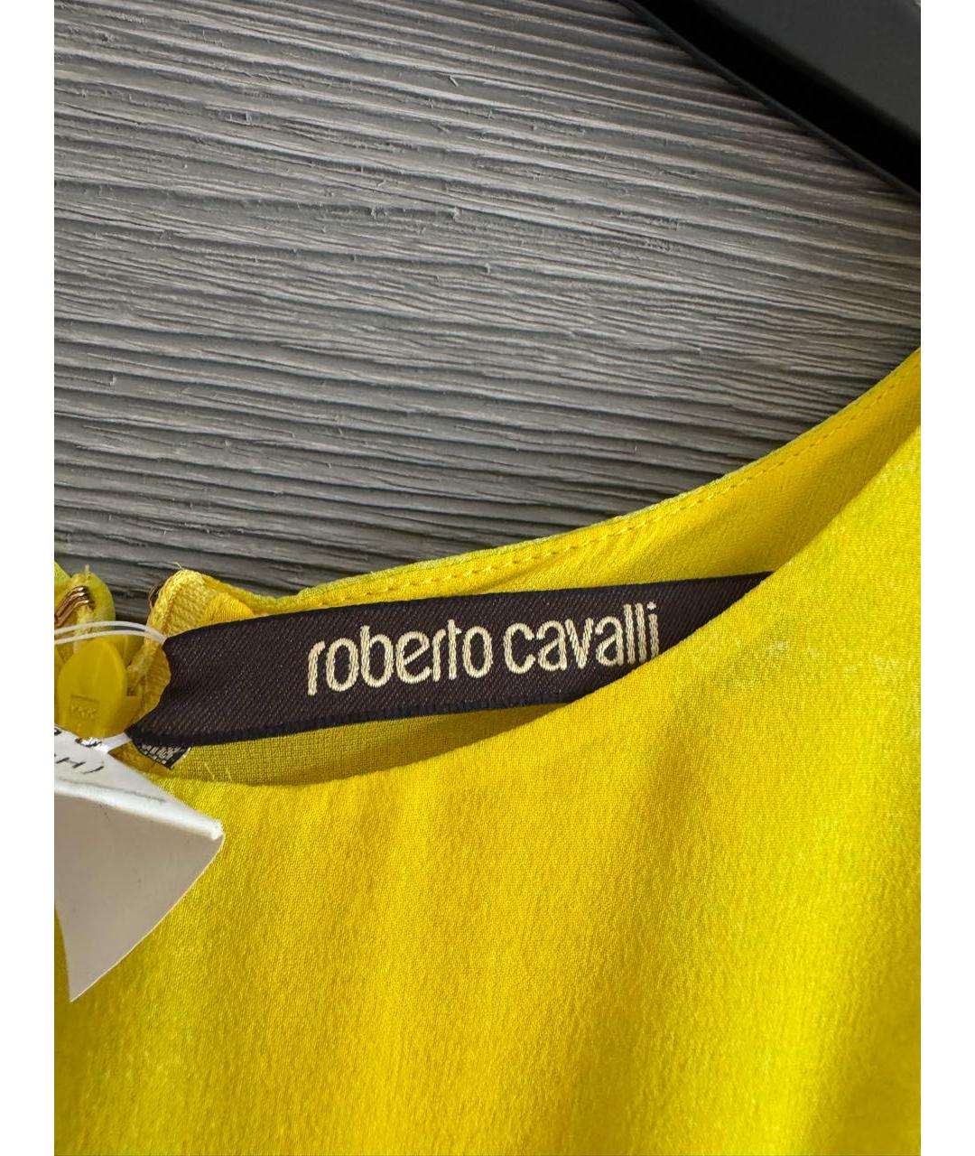 ROBERTO CAVALLI Желтый шелковый сарафан, фото 3