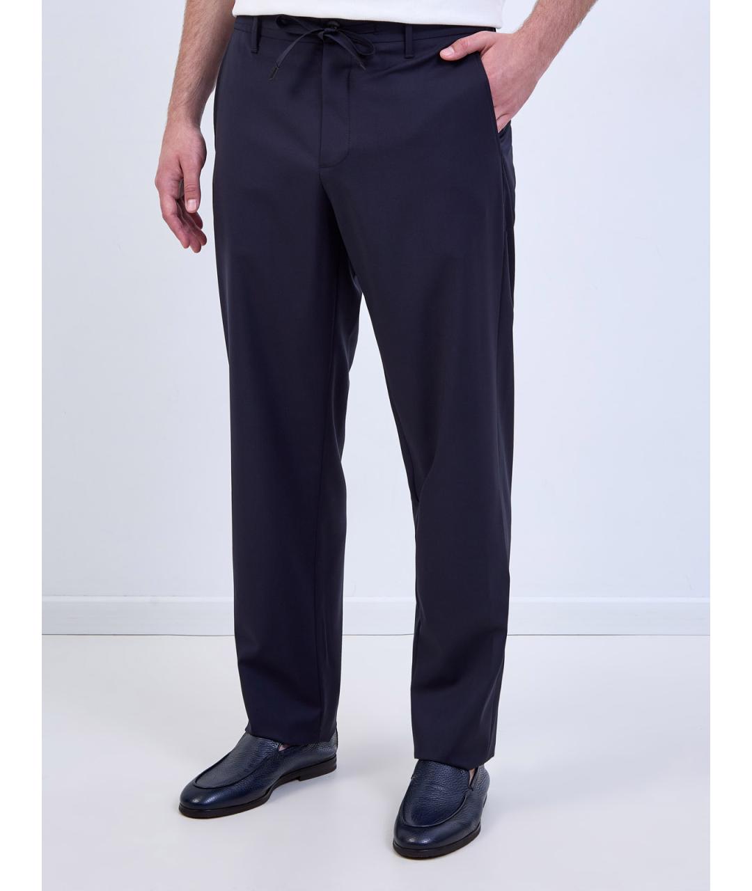 CANALI Синие шерстяные повседневные брюки, фото 3