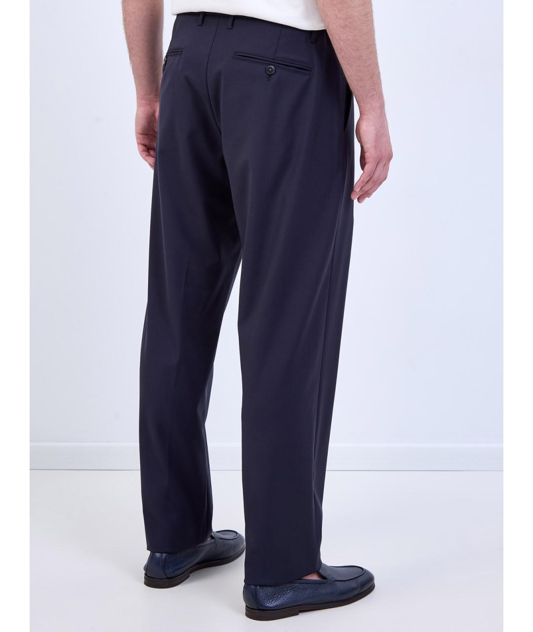 CANALI Синие шерстяные повседневные брюки, фото 4